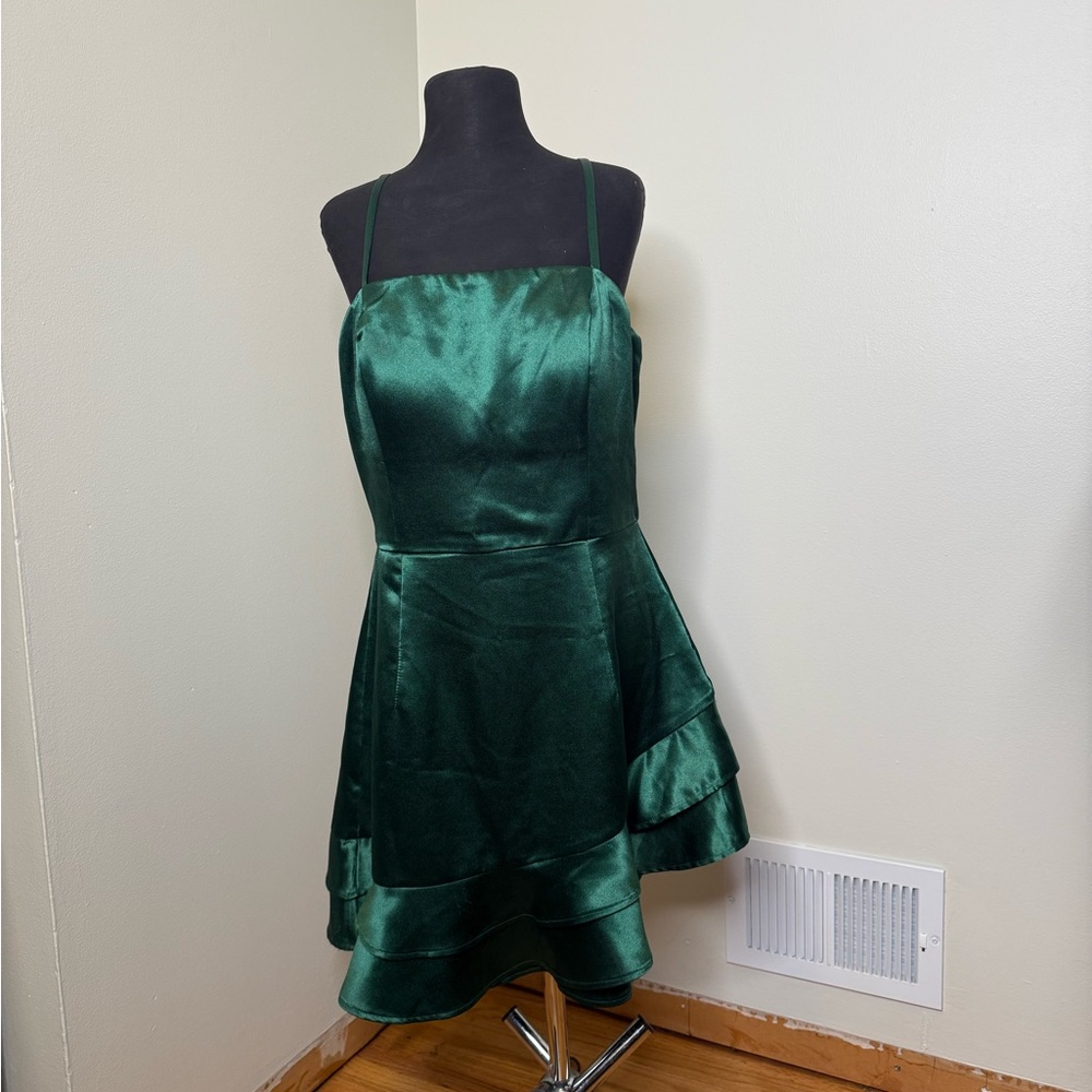 Speechless Dark Green Satin Mini Dress